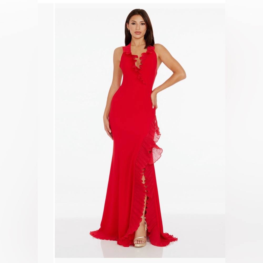 Dress the Population Red Halter Dress Size Large